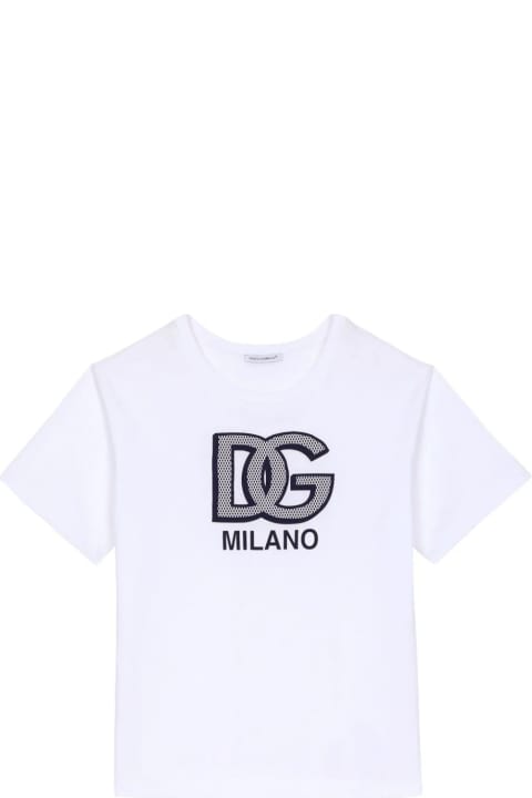 Dolce & Gabbana Sale for Kids Dolce & Gabbana White T-shirt With Dg Milano Logo Print