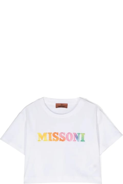 Fashion for Kids Missoni Kids White Crop T-shirt With Multicoloured Logo