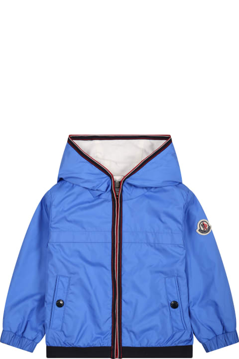 Light Blue Jacket For Baby Boy With Logo