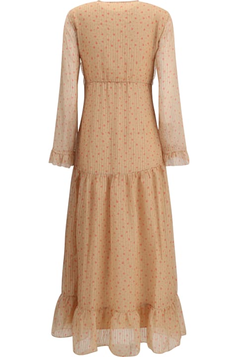 Homeware Kristina Ti Silk Long Dress With Rouches