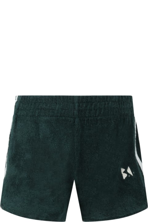 Green Terry-shorts For Girl With White Logo