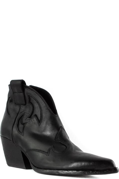Elena Iachi Boots for Women Elena Iachi Black Leather Texan Ankle Boots