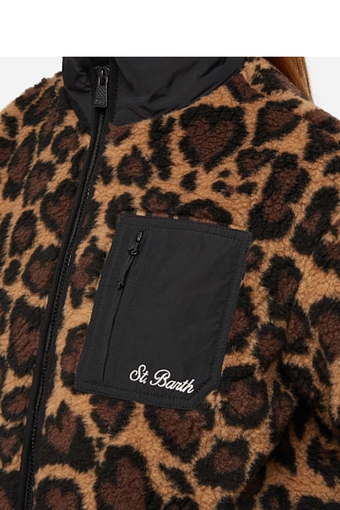 Homeware MC2 Saint Barth Teddy-fleece Jacket Keystone With Leopard Print