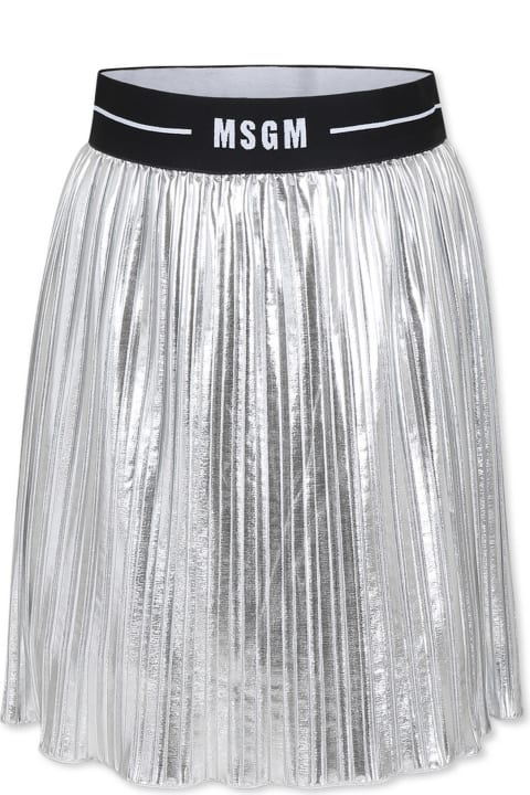 ガールズ MSGMのボトムス MSGM Silver Skirt For Girl With Logo