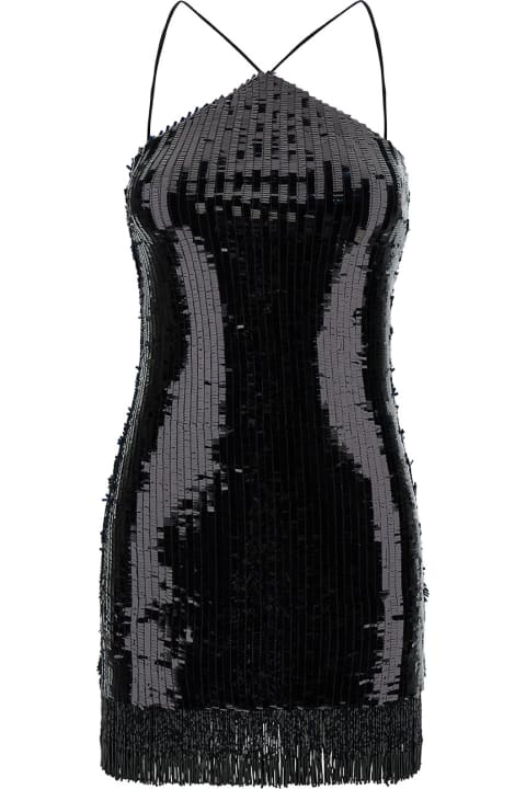Taller Marmo Dresses for Women Taller Marmo Min Black Dress With All-over Sequins And Fringes In Fabric Woman