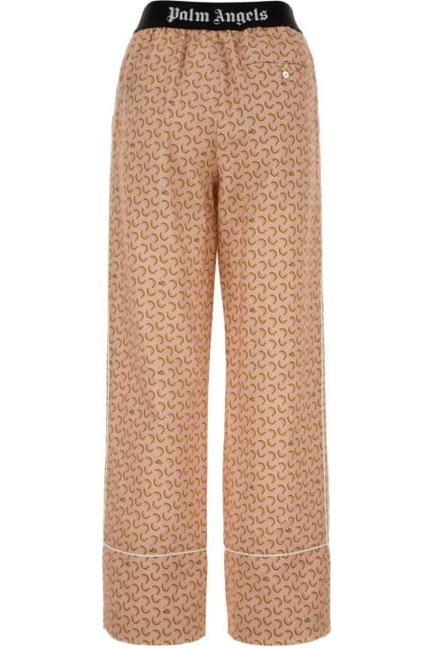 Palm Angels Pants & Shorts for Women Palm Angels Printed Linen Blend Wide-leg Pant