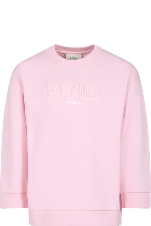 Sweaters & Sweatshirts for Girls Fendi Pink Sweatshirt For Girl With Fendi Logo