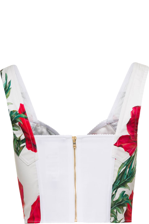 Poppies Printed Cotton Bustier Top