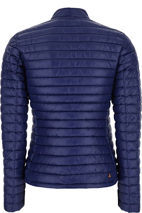 Save the Duck Clothing for Women Save the Duck 'twinkle' Blue Down Jacket With High Neck And Logo Patch On The Sleeve In Tech Fabric Woman