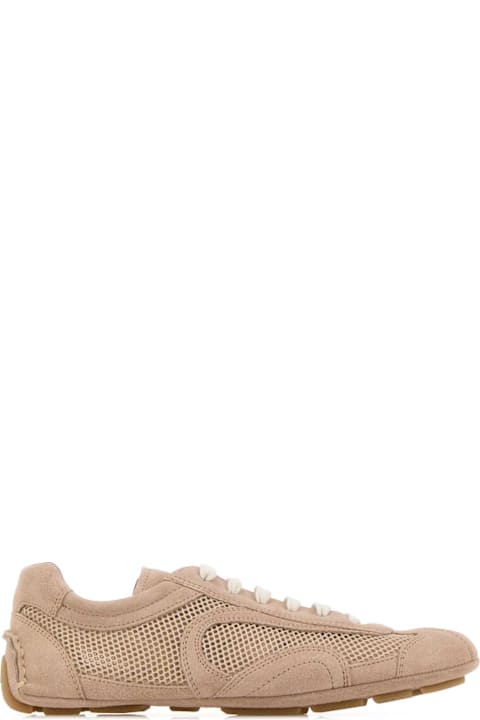 Prada Powder Pink Suede And Mesh Montecarlo Sneakers