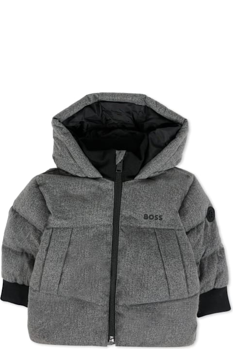 Homeware Hugo Boss Grey Down Jacket For Baby Boy With Logo