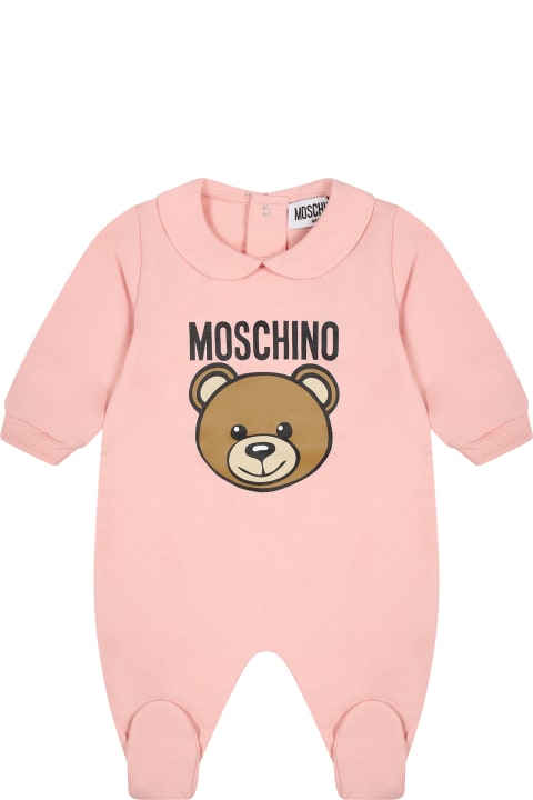 Moschino for Kids Moschino Pink Set For Baby Girl With Teddy Bear