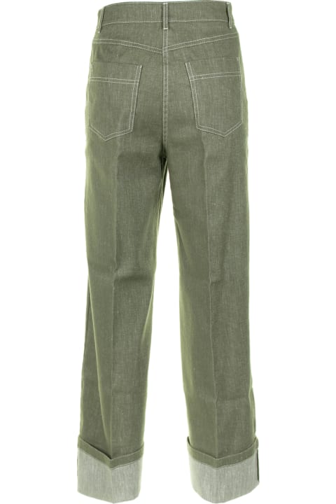 Marella Pants & Shorts for Women Marella Green Denim Effect Trousers