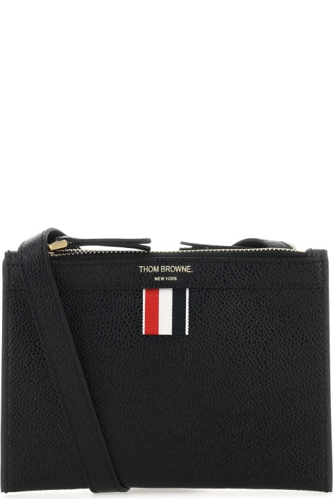 Thom Browne Shoulder Bags for Women Thom Browne Black Leather Mini Document Holder