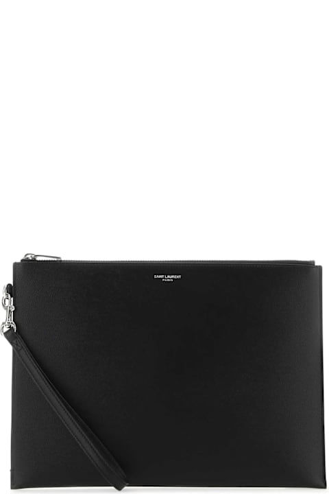 Betting On Bags for Men Saint Laurent Black Leather Pouch