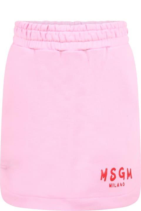 Bottoms for Girls MSGM Pink Skirt For Girl With Red Logo