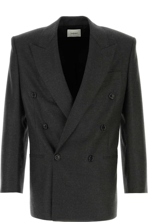 Coats & Jackets for Men Saint Laurent Charcoal Cashmere Blazer