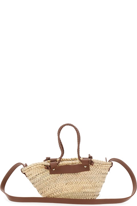 Homeware Castañer 
campania Mini/152
 Brown Tote Bag With Perforated Logo Lettering On The Front And Removable Leather Shoulder Strap In Rafia Woman