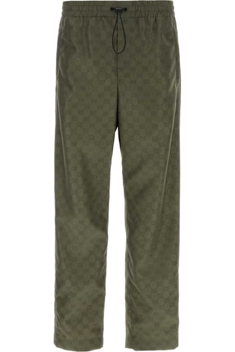 Gucci سراويل لـ القسم الرجالي Gucci Olive Green Nylon Pant