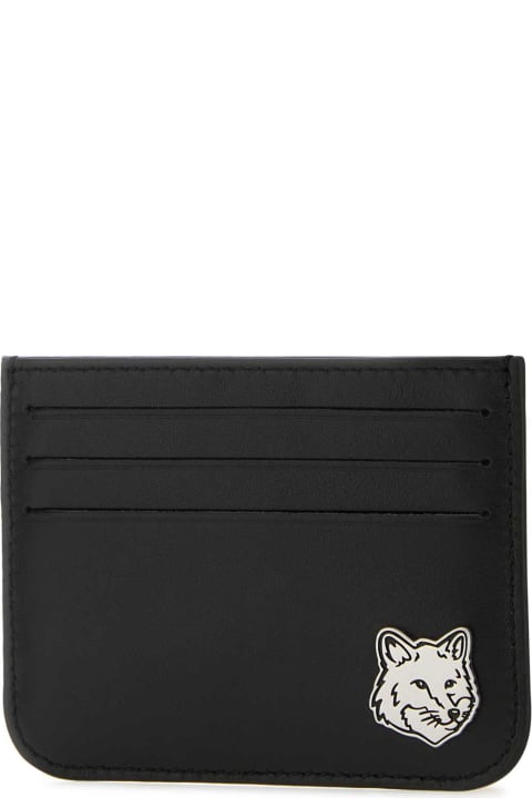 メンズ Maison Kitsunéの財布 Maison Kitsuné Black Leather Card Holder