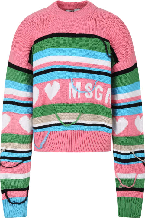 Fashion for Girls MSGM Pink Sweater For Girl With Logo