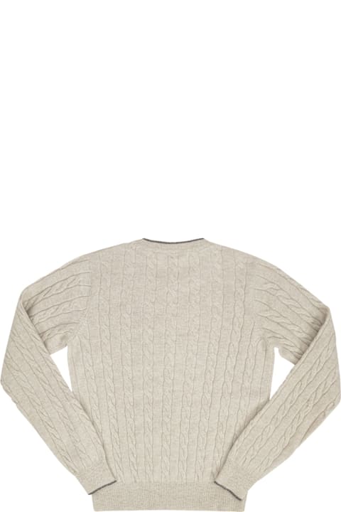 Brunello Cucinelli Sweaters & Sweatshirts for Girls Brunello Cucinelli Braided Cashmere Sweater With Embroidered Logo