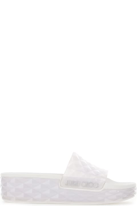 Jimmy Choo Shoes for Women Jimmy Choo White Rubber Diamond Slide/f Slippers