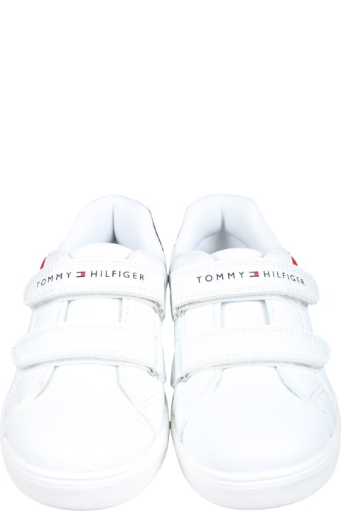 Shoes for Boys Tommy Hilfiger White Sneakers For Kids With Flag And Logo
