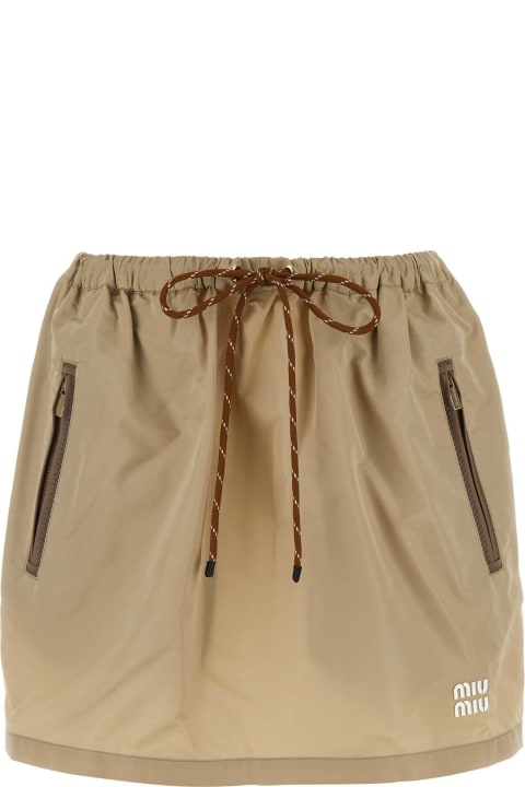 Sale for Women Miu Miu Cappuccino Tech Fabric Mini Skirt