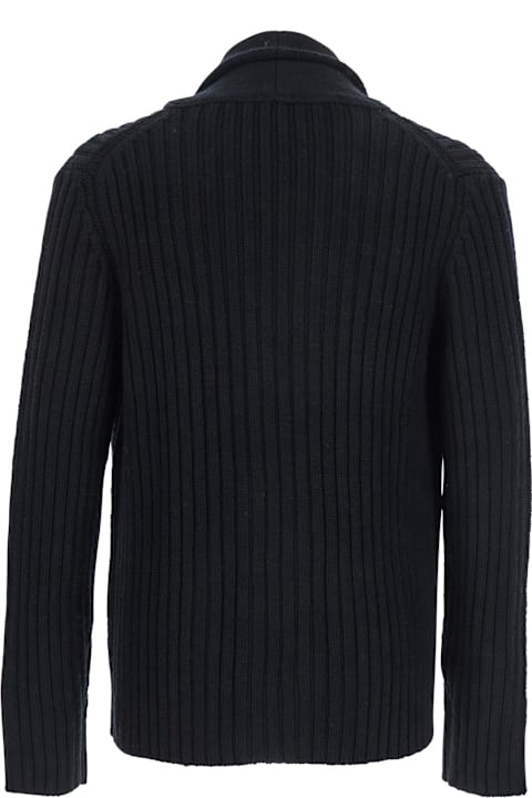 Kangra for Women Kangra Black Interwoven Knit Cardigan With Shawl Collar In Cashmere Man