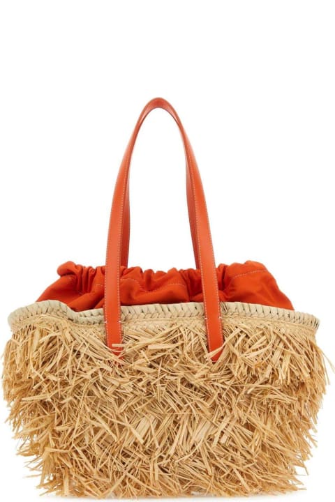 Palm Angels Totes for Women Palm Angels Raffia Palm Shopping Bag