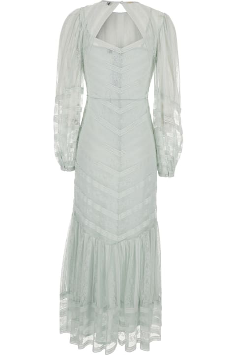 TwinSet for Kids TwinSet Light Blue Long Dress With Front Belt And Long Puffed Sleeves In Fabric Woman