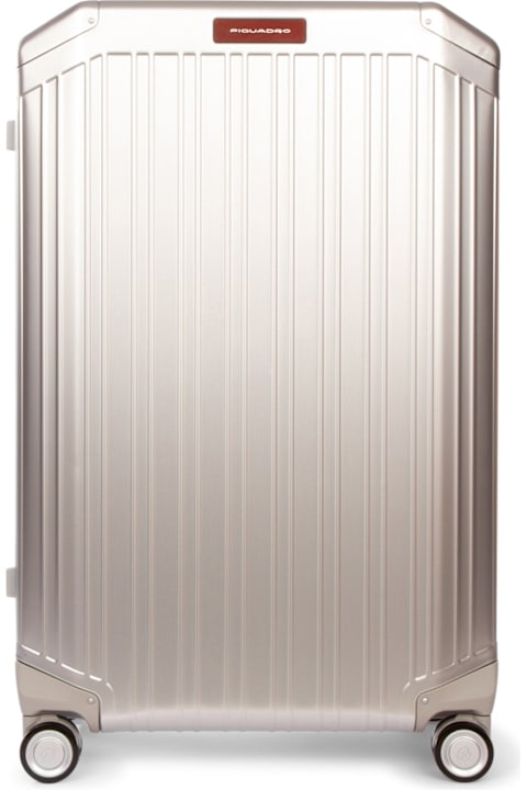 Piquadro لـ Kids Piquadro Trolley Grande 4 Ruote In Alluminio E Pelle