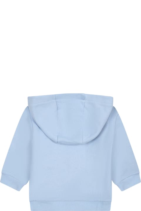 Topwear for Baby Girls Fendi Light Blue Sweatshirt For Baby Boy With Logo