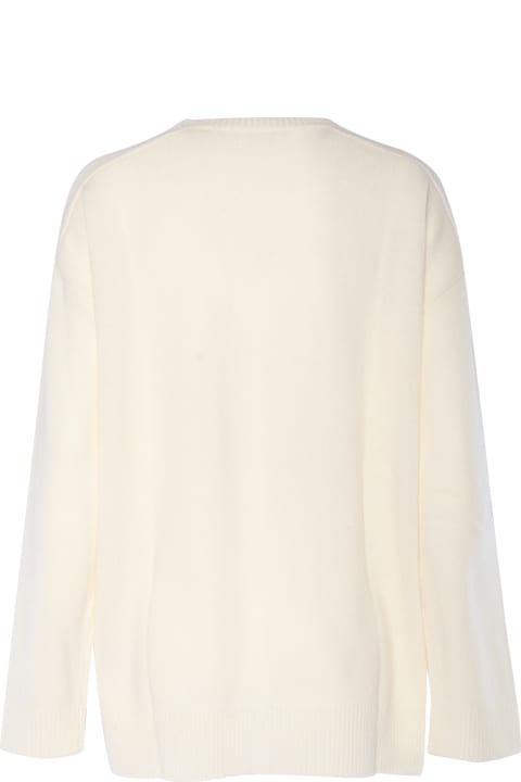أدوات منزلية Parosh White Crewneck Sweater With Asymmetric Hem