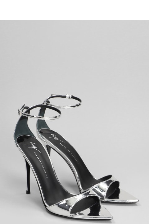 Giuseppe Zanotti for Women Giuseppe Zanotti Intrigo Strap Sandals In Silver Patent Leather