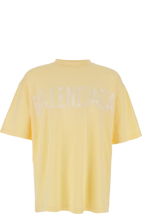 Balenciaga Topwear for Men Balenciaga 'political C' Yellow Crewneck T-shirt With Logo Lettering On The Front And Logo Print On The Rear In Cotton Man