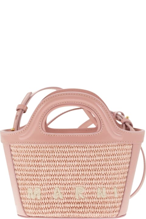 Marni for Women Marni Tropicalia Micro Hand Bag In Rose-pink Raffia