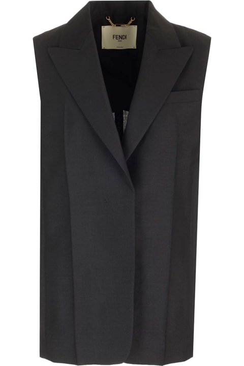 Fendi Coats & Jackets for Women Fendi Black Mohair And Wool Vest