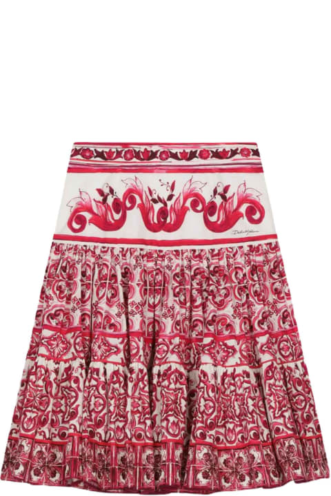 Dolce & Gabbana Bottoms for Girls Dolce & Gabbana White/fuchsia Skirt Girl Dolce&gabbana Kids
