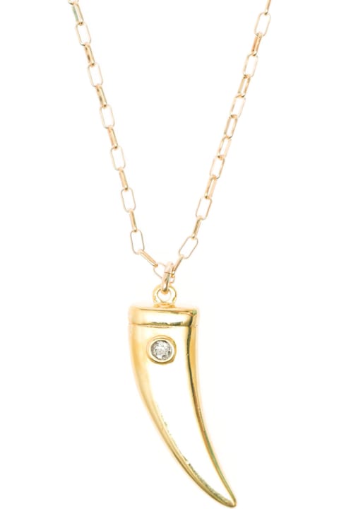 Isabel Marant Woman's Long Metal Necklace With Gold Colored Horn Pendant
