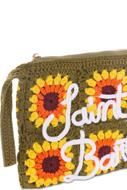 Luggage for Men MC2 Saint Barth Parisienne Crochet Pouch Bag With Sunflower Embroidery