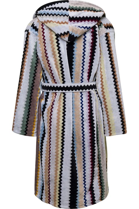 ملابس داخلية وملابس النوم لـ السيدات Missoni 'curt' Multicolor Bathrobe With Zig Zag Motif In Cotton