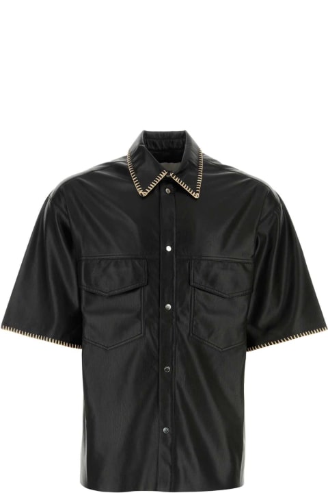 Nanushka Clothing for Men Nanushka Black Synthetic Leather Mance Shirt