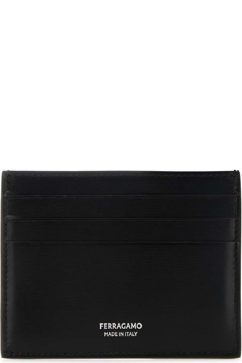 Ferragamo Wallets for Men Ferragamo Black Leather Card Holder