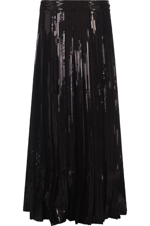 Parosh تنورات لـ السيدات Parosh Black Godot Sequined Long Skirt