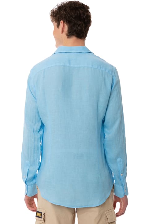 Homeware MC2 Saint Barth Man Light Blue Linen Pamplona Shirt