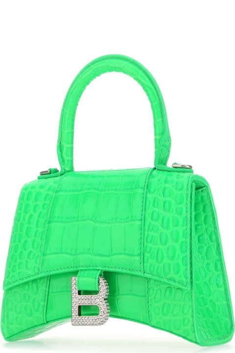 Balenciaga Sale for Women Balenciaga Fluo Green Leather Hourglass Xs Handbag