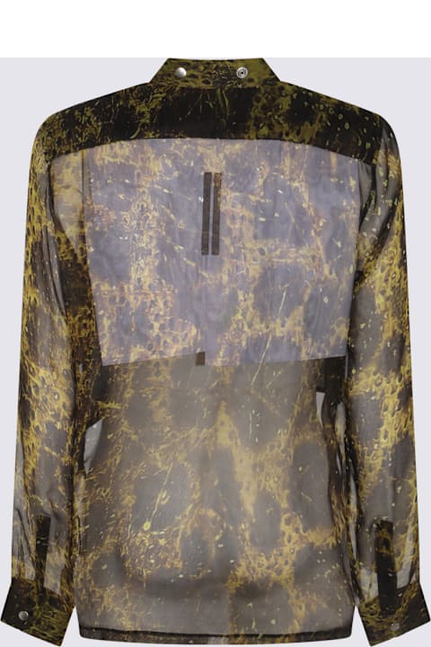 Rick Owens قمصان لـ القسم الرجالي Rick Owens Yellow Silk Larry Fogpocket Shirt