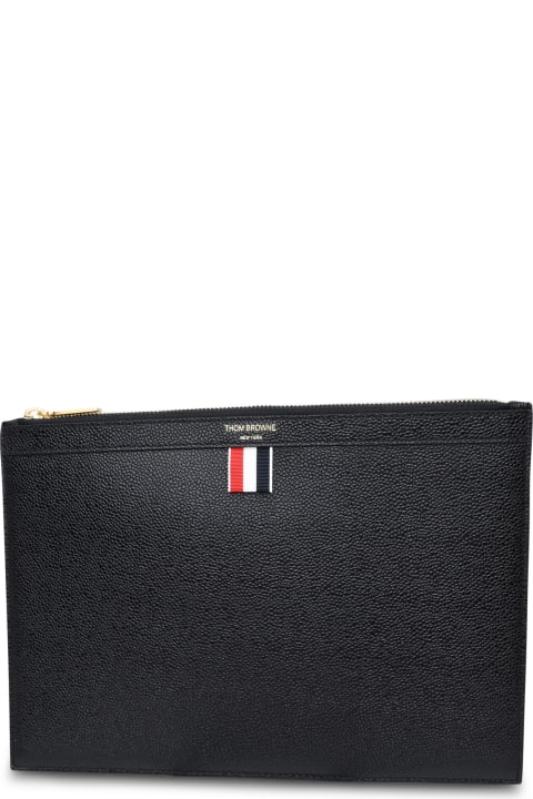 Bags for Men Thom Browne Black Leather Small Document Holder
